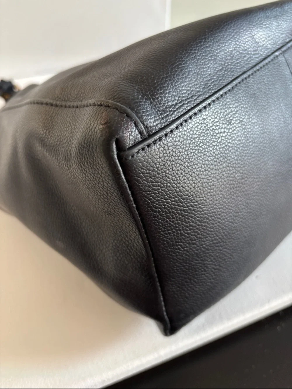 Fossil Black Leather Tote with Gold Accents - Picture 6 of 16